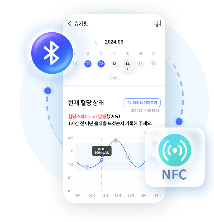 슈가핏 NFc 블루투스 예시